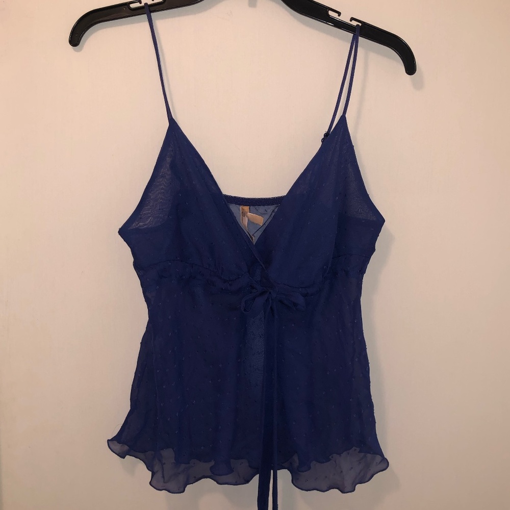 Gilligan & O'Malley blue sheer sleep shirt with front tie